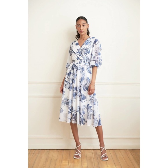 NWT JOSEPH RIBKOFFWrap Front Floral Dress Style 221344Size 12 - Picture 10 of 10